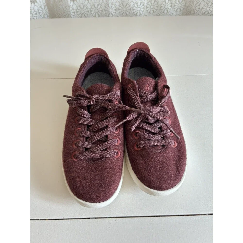 Allbirds Women’s US 7 Wool Piper Burgundy Lace-Up Lightweight Sneaker Shoes